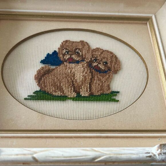 VTG Micro Needlepoint Shih Tzu Puppy Art Signed Marge Higgins Cottagecore Galler - Picture 8 of 10